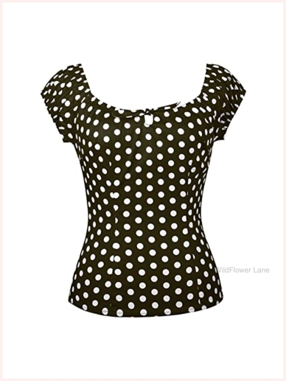 Women's 1950s Vintage Pinup Bow Blouse Puff Sleeve Off Shoulder Cotton Top